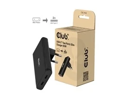 Club 3D Club3D kelioninis 65W GAN technologijos įkroviklis, 2 prievadai (2xUSB-C), PPS, PD 3.1