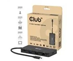 Club 3D „Club3D“ USB-C 9in1 šakotuvas > 2xHDMI/2xUSB/USB-C/LAN 4K60Hz PD100W mažmeninė prekyba