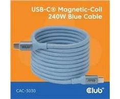 Club 3D Club3D Lifestyle USB-C magnetinis kabelis 240W 2m mėlynas St/St