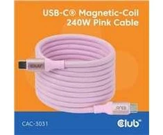 Club 3D Club3D Lifestyle USB-C magnetinis kabelis 240W 2m rožinis St/St