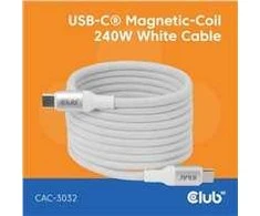 Club 3D Club3D Lifestyle USB-C magnetinis kabelis 240W 2m baltas St/St