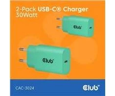 Įkroviklis Club 3D Club3D Lifestyle kroviklis USB-C 30Watt 2 vnt. žalia retail
