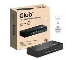 „Club 3D“ „Club3D“ HDMI skirstytuvas, 1 įvestis -> 4 išvestys, 4K, 120Hz, UHD, mažmeninė prekyba
