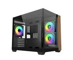 Cooler Master Elite 481 Wood, Tower-case - juodas/holz, Tempered Glass x 2