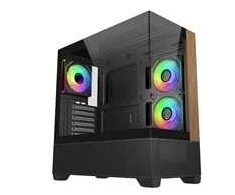 „Cooler Master Elite 690 Wood“, ATX, permatomas šoninis skydelis, 3x 120 mm ARGB ventiliatoriai, juodas