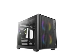 DEEPCOOL Case CG330 MESH 3F, mATX, permatomas šoninis dangtelis, 1x120mm ARGB, 2x140mm ARGB, juoda