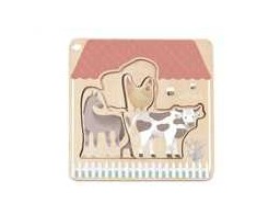 Dřevěné vícevrstvé puzzle Farma se zvířátky
