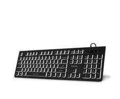 EVOLVEO klaviatūra K1010, tyli, laidinė USB, foninis apšvietimas, CZ+SK, juoda