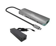 I-TEC USB C metalinis nano dokas 1xHDMI 4K 1xSD + 1xmicroSD kortelių skaitytuvas 1xGLAN 1xgarsas 3x USB 3.0 prievadas 1x USB-C PD + įkroviklis 100W