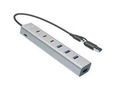 I-tec USB-C/USB-A įkrovimo metalinis HUB 7x Portów | 3x USB-C | 4x USB-A Fast Charge BC 1.2 (kabelis 30cm)