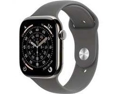„Apple Watch Series 11 GPS + Cellular“, 46 mm, natūralaus titano korpusas su akmeniniu pilkos spalvos sportiniu dirželiu – M/L