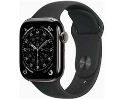 „Apple Watch Series 11 GPS + Cellular“, 42 mm, titano spalvos korpusas su juodu sportiniu dirželiu – M/L