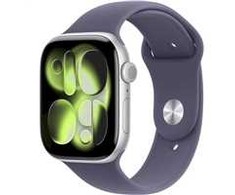 Apple Watch Series 11 GPS + Cellular 42mm Sidabrinis Aliuminio Case with Violetinė Fog Sport Band - S/M
