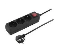 Konnoc DX-3FS 5m trijų lizdų maitinimo laidas su jungikliu Juodas