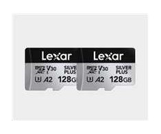 Atminties kortelė Lexar Micro SDXC Professional Sidabrinis Plus UHS-I/U3/A2/4K R205/W150 (V30) 128GB – 2 vnt. pakuotėje