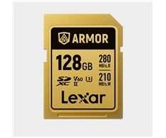 Atminties kortelė Lexar 128GB SDXC ARMOR Gold UHS-II U3, nerūdijančio plieno, IP68 (280/210 MB/s)