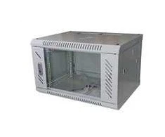LEXI-Net 19" sieninė spinta 6U 600x450, keliamoji galia 60 kg, stiklinės durelės, išskleistos, pilkos spalvos