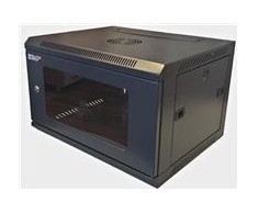 LEXI-Net 19" sieninė spinta 6U 600x450, keliamoji galia 60 kg, stiklinės durelės, išskleistos, juodos