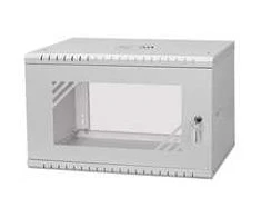 LEXI-Net 19" sieninė spinta Basic 6U 520x450, stiklinės durelės, be nugarėlės, išlankstoma, pilka
