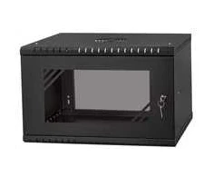 LEXI-Net 19" sieninė spinta Basic 6U 520x450, stiklinės durelės, be nugarėlės, išlankstoma, juoda