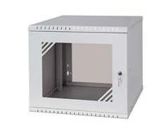 LEXI-Net 19" sieninė spinta Basic 9U 525x450, stiklinės durelės, be nugarėlės, išlankstoma, pilka