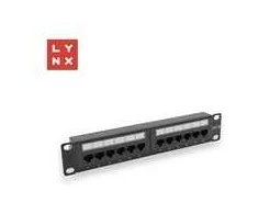 LYNX 10" komutacinė panelė, 12 prievadų, UTP Cat5e, 50µ, neekranuota, juoda