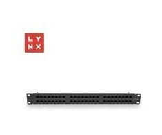 LYNX 19" komutacinė panelė, 48 prievadų, UTP Cat5e, 50µ, neekranuota, juoda