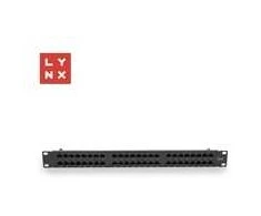 LYNX 19" komutacinė panelė, 48 prievadų, UTP Cat6, 50µ, neekranuota, juoda