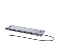 Manhattan MH 190305 11 viename USB (3.2) tipo C prijungimo stotis su trigubu monitoriumi, kelių prievadų