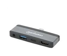Šakotuvas Manhattan 190404 prijungimo stotis Laidinė USB 3.2 Gen 2 (3.1 Gen 2) Type-C pilka