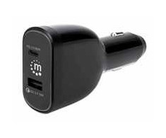 Įkroviklis Manhattan Įkroviklis samochodowa 78W USB-C PD 60W USB-A QC 18W
