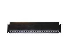 Oem 19" įrišimo skydelis 2U, metalinis su plastikiniu dangteliu, 90x45mm, praleidžiamasis, juodas