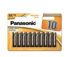„Panasonic“ vienkartinės šarminės AA baterijos, 10 vnt. pakuotė