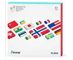 Magnetiniai kūrybiniai PIXIO FLAGS kaladėlės mokymuisi apie pasaulio vėliavas, vaikams nuo 6 metų