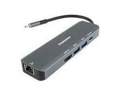 HUB USB PremiumCord PREMIUMCORD Adaptér USB-C na Gigabit 10/100/1000Mbps + 1x HDMI, 2x USB3.2, 1x PD 100W konektor, Šedá