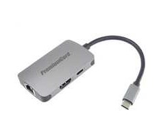 Premiumcord USB-C to HDMI + RJ45 + PD adapter, aluminum case