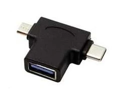 PremiumCord Adapteris USB3.0 lizdas su dviem jungtimis USB-C/kišenė + mikro USB B/kišenė