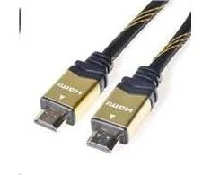 PREMIUMCORD Gold HDMI didelės spartos + Ethernet kabelis (v1.4), pintas, paauksuotos jungtys, 1 m