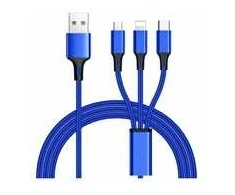 PremiumCord Kabelis 3 in 1 USB, 3 jungtys USB Type-C + mikro USB + Lightning pro Apple, 1,2 m
