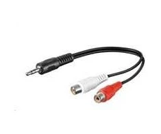Kabelis PremiumCord Jack 3.5mm - RCA (Cinch) x2 0.2m juoda (kjackinf02)
