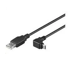 PremiumCord USB kabelis Micro USB 2.0 kabelis, A-B, jungtis úhl 90° 1m (černý)