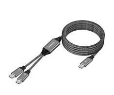 PREMIUMCORD USB-C įkrovimo laidas, 2xUSB-C į USB-C, 100W, 1m, juodas