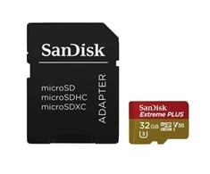 Atminties kortelė SanDisk Micro SDHC karta 32GB Extreme PLUS (R100/W90MB/s, UHS-I V30, Rescue Pro Deluxe) + adaptér