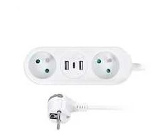 Solight 2z + USB A+C 17W 1,5m balta