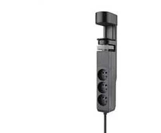„Solight 3z“ + nešiojami staliniai USB A+C lizdai + greitas USB įkroviklis 20 W PD 2 m juodas