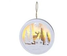 Solight Šviesus LED pakabinamas dekoras, miškas ir elniai, baltas ir ruda, 2x AAA