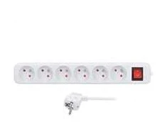 Solight prailgintuvas 5m, 6 lizdai, jungiklis, 16A/3680W, PVC, baltas