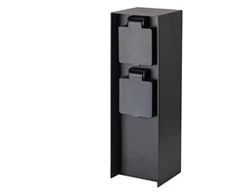 „Solight“ sodo stulpas IP44, aliuminis, 2 lizdai, juodas