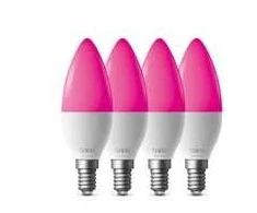 TP-Link Tapo L430C(4-pack) išmanioji WiFi reguliuojamo ryškumo LED lemputė (spalvinga, 2500K-6500K, 470lm, 2.4GHz, E14)
