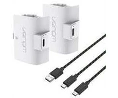 VENOM baterijos Xbox serijai / Xbox One valdikliams balta (2x1100mAh) + 3 metrų laidas